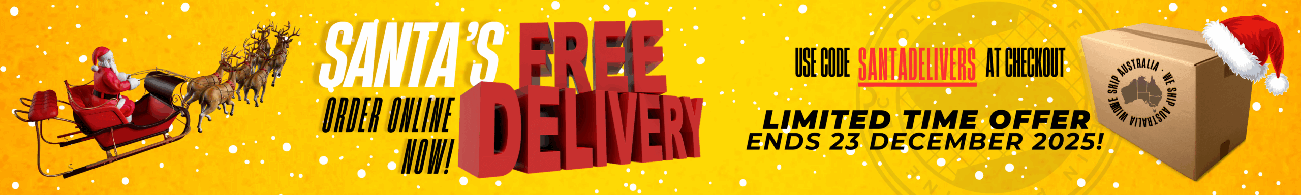 Santa’s Helper Free Freight Offer Banner Dec 2025